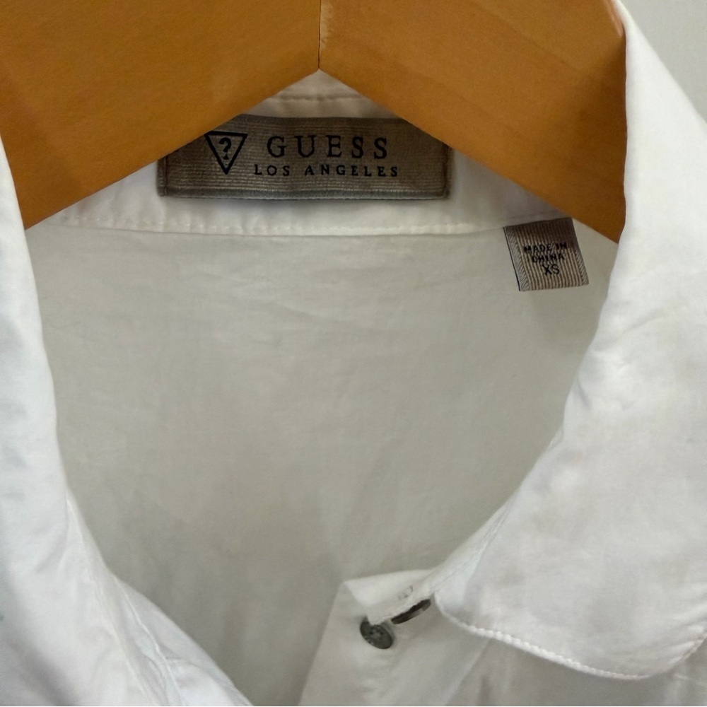 Guess White Long Sleeve Blouse – Size XS Classic Button-Up - Picture 2 of 7